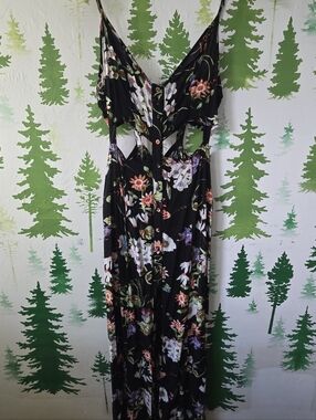 Windsor Black Floral Dress with Cutouts